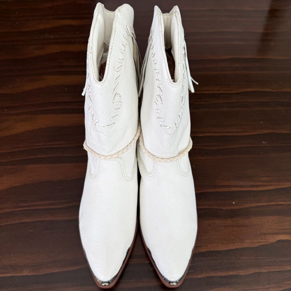Vintage Woodridge Leather Cowgirl Boots White Tassels Women’s - Size 7.5 M - Picture 3 of 13